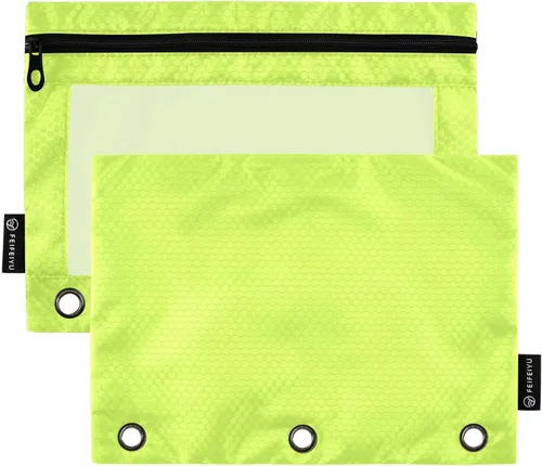 Vista 11 de Gredecor Estuche para lápices con 3 anillos con cremallera negra, paquete de 2 unidades, organizador de carpetas transparentes para ventana escolar