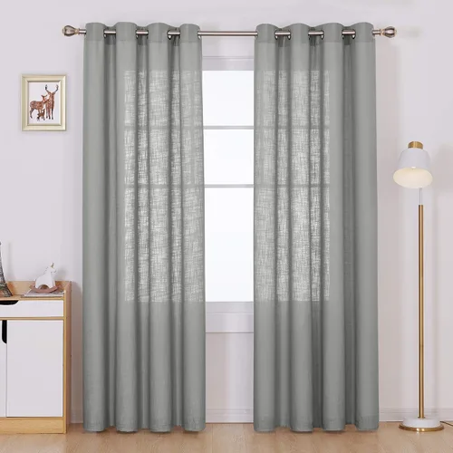 Vista 41 de Deconovo - Cortinas transparentes con filtro de luz de 84 pulgadas de largo Plata