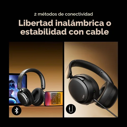Vista 5 de Oraimo Auriculares inalámbricos con cancelación activa de ruido sobre la oreja Bluetooth, tiempo de reproducción de 65 horas, 3 modos