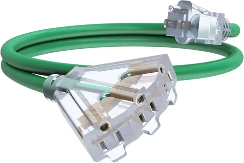Vista 25 de Cable de extensión de calibre 12 de 2 pies con 3 salidas Paquete de 3 cables de extensión resistentes al agua para exteriores con extremo Negro