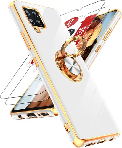 Vista 16 de LeYi Funda para teléfono Galaxy A12: con protector de pantalla de vidrio templado [paquete de 2] Soporte de anillo giratorio de 360°, soporte Rosa