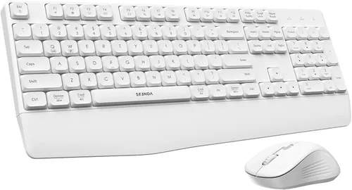 Vista 10 de Seenda COE200 - Combo de teclado y mouse inalámbricos Bluetooth con reposamuñecas USB/Bluetooth multi-device switching, quiet clicks, full