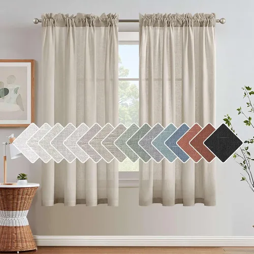 Vista 63 de H.VERSAILTEX Cortinas texturizadas de lino con filtro de luz para sala de estar, tratamiento de ventanas, cortinas naturales y duraderas