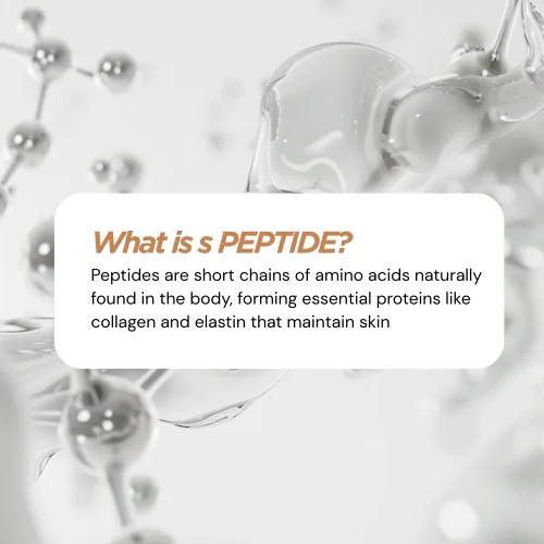 Vista 4 de KOA Life GHK Peptide Daily Ultra-Hidratante, Aceite Facial Antienvejecimiento. En una botella cuentagotas de vidrio de cobre metálico y cartón
