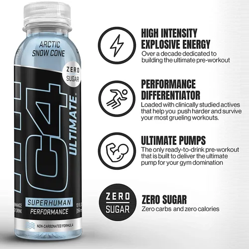 Vista 3 de C4 Ultimate - Bebida energética sin carbono sin azúcar, bebida preentrenamiento + beta alanina, 12 onzas líquidas (paquete de 12)