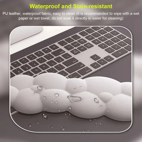 Vista 3 de Cloud - Juego de reposamuñecas para teclado y alfombrilla para mouse con reposamuñecas ergonómico, lindo soporte para reposamuñecas de espuma Blanco