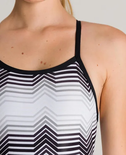 Vista 4 de Arena womens Multicolor Stripes Light Drop Back One Piece Swimsuit, BlackGrey, 20 US
