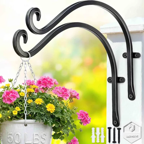 Vista 10 de Qiang Ni Colgador de plantas de alta resistencia, soporte de metal para plantas de montaje en pared de 16 pulgadas, 80 libras, para interiores