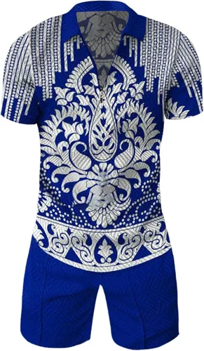 Vista 3 de Conjunto corto de 2 piezas para hombre, conjunto deportivo de verano de manga corta, polo y pantalones cortos, conjunto casual y elegante para correr
