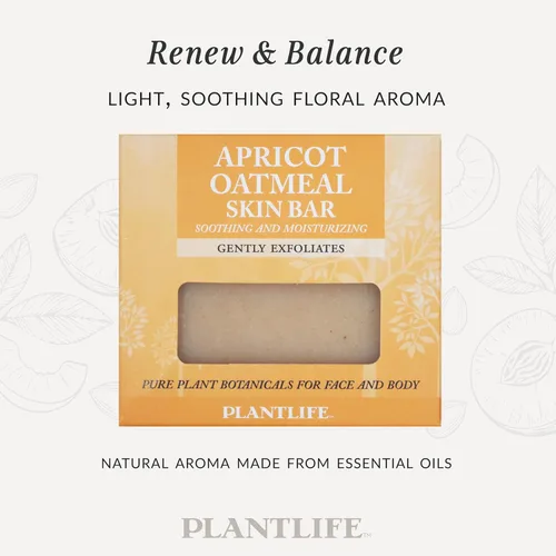 Vista 3 de Plantlife Jabón en barra de avena de albaricoque, jabón hidratante y calmante para tu piel, hecho a mano con ingredientes a base de plantas, hecho