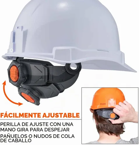 Vista 6 de Casco duro ventilado estilo gorra, con suspensión de trinquete, Clase C, Ergodyne Skullerz 8972, naranja