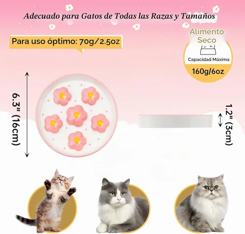 Vista 2 de Ceramic Slow Feeder Cat Bowl, 6.3" Whisker Friendly Anti-Vomit, Blush Rubor