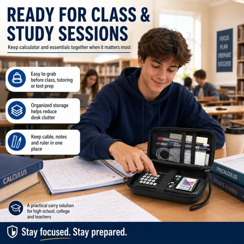 Vista 8 de PAIYULE Estuche rígido para calculadora TI-84 Plus CE/Evo/TI-30XS/TI-Nspire Negro para TI-84
