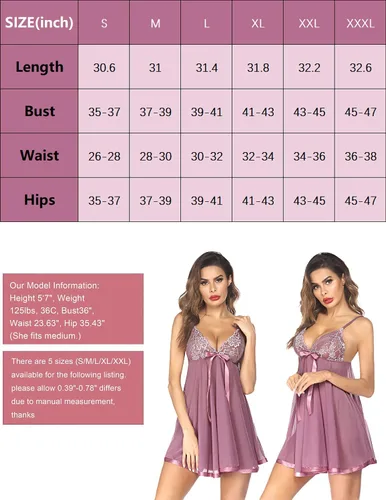 Vista 6 de Avidlove - Conjunto de lencería tipo camisón de encaje y malla para mujer