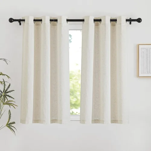 Vista 22 de NICETOWN - Cortinas de lino angora para ventana de cocina sobre el fregadero, con ojales, lino grueso angora, tratamientos cortos para ventanas
