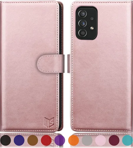 Vista 12 de SUANPOT Funda de cuero tipo cartera para Samsung Galaxy A53 5G con tarjetero RFID con tapa para teléfono con tapa folio libro a prueba de golpes