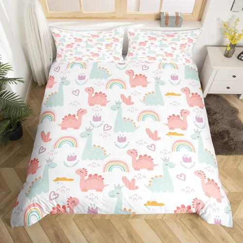 Vista 31 de Feelyou Funda de edredón de elefante de dibujos animados para niños, tamaño individual, juego de ropa de cama de cocodrilo para niños y niñas, funda
