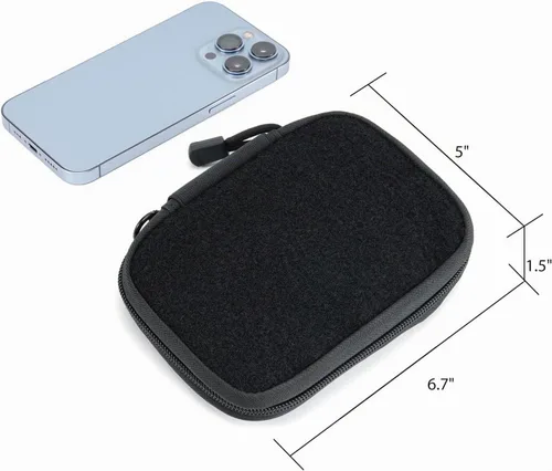 Vista 5 de Sayram EDC - Organizador de bolsa pequeña para multiherramienta, bolsa táctica de nailon con panel de parches de bricolaje con anillo en D, bolsa