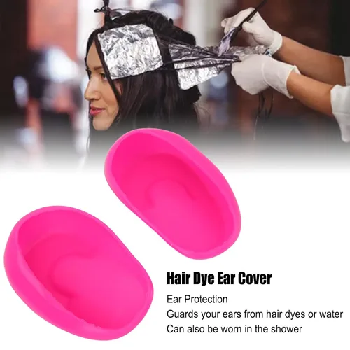 Vista 3 de Cubiertas reutilizables para los oídos de tinte para el cabello, 10 unidades de silicona impermeables para teñir el cabello, ducha, baño