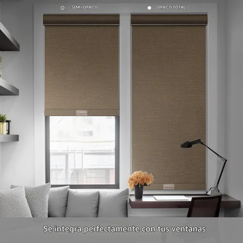 Vista 2 de Boolegon Persianas Enrollables Opacas para Ventanas, Sin Cordón, Tela de Lino, Persianas Enrollables, Tela con Aislamiento Térmico Protección UV
