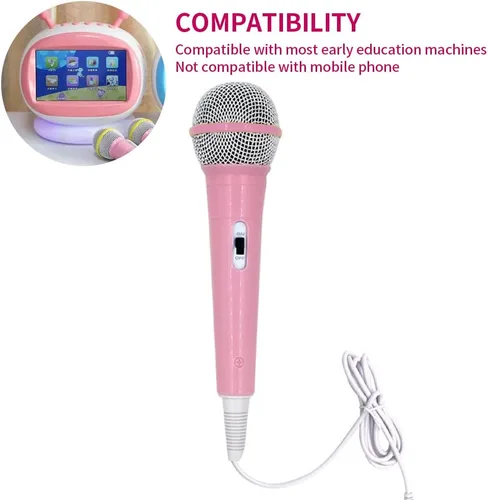 Vista 4 de EKDJKK Micrófono con cable, micrófono portátil con cable de 0.138 in, conector ligero sin batería, máquina de canto, micrófono de mano con cable