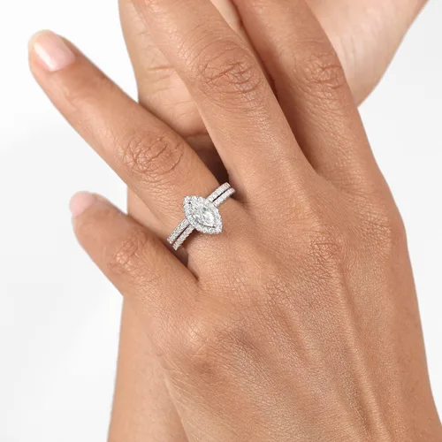 Vista 6 de Gem Stone King Anillo de compromiso de boda de plata de ley 925 con moissanita blanca para mujer