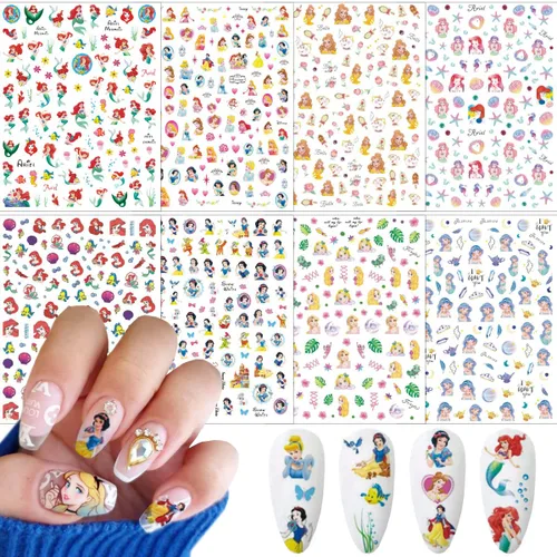Vista 7 de Calcomanías de uñas bonitas, 8 hojas de calcomanías de uñas de dibujos animados kawaii 3D, autoadhesivas, diseño de gato, dijes de uñas acrílicas