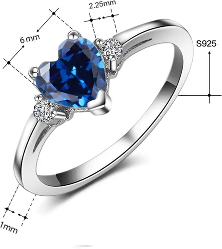 Vista 5 de ACEFEEL - Anillo de compromiso de plata de ley 925 con forma de corazón de ópalo blanco