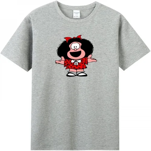 Vista 4 de Mafalda Happy - Camiseta de manga corta para mujer adulta Negro