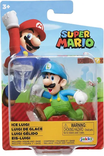 Vista 2 de Super Mario Figura de acción de 2.5 pulgadas Ice Running Luigi juguete coleccionable