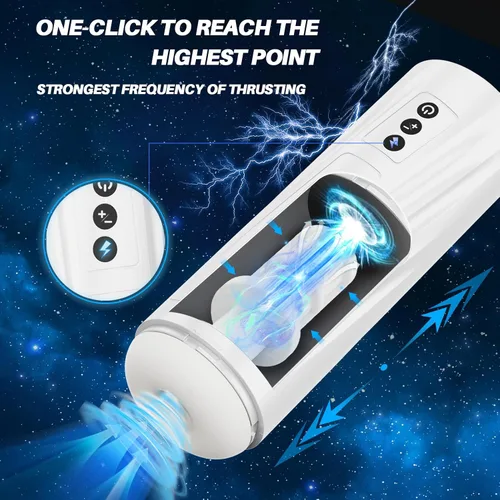 Vista 4 de Masturbador masculino automático con vibración para hombres con 7 modos de empuje y apriete, manga texturizada realista 3D mejorada, manos libres