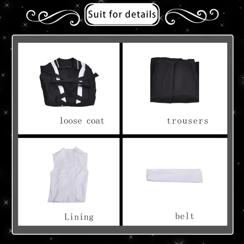 Vista 9 de Bleach cosplay Kurosaki Ichigo Black Cloak Animation uniform Halloween Christmas costume