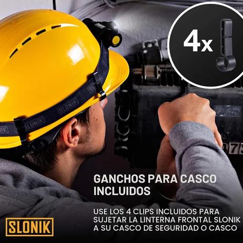 Vista 6 de SLONIK - Linterna frontal recargable ultrabrillante de 500 lúmenes - Luz impermeable IPX8 para correr al aire libre, equipo de senderismo Negro Gen 3