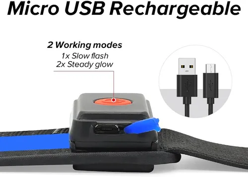 Vista 6 de BSEEN Cinturón LED para correr, cintura LED reflectante recargable por USB, cinturón de luz de seguridad intermitente para corredores, corredores