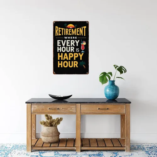 Vista 6 de Divertidos regalos de jubilación para hombres y mujeres, decoración de pared, póster retro de metal para garaje, cueva, baño, dormitorio, granja
