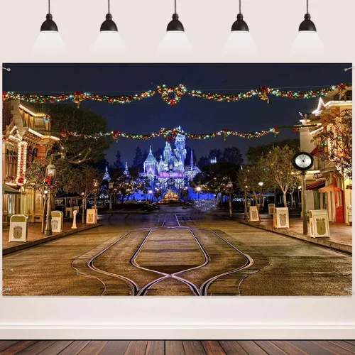 Vista 5 de BJMYMT95 - Telón de fondo para patio de juegos infantil para decoración de fiesta de cumpleaños, parque de atracciones para niños, vista nocturna