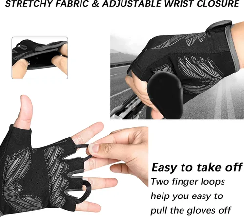 Vista 5 de MOREOK Cycling Gloves Bike Gloves for MenWomen-5MM Gel Pad Half Finger Bicycle Biking Gloves for CyclingWeight LiftingGymMotorcycleRowingOutdoor