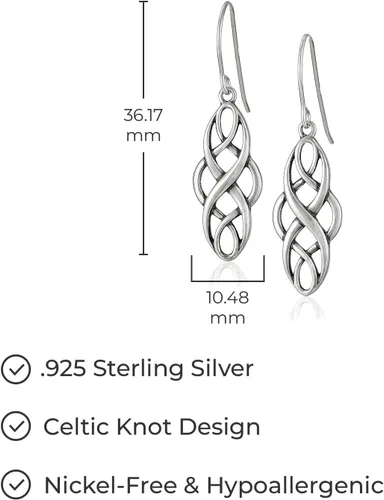 Vista 12 de Amazon Essentials Aretes colgantes de plata de ley con nudo celta oxidado (anteriormente colección Amazon)