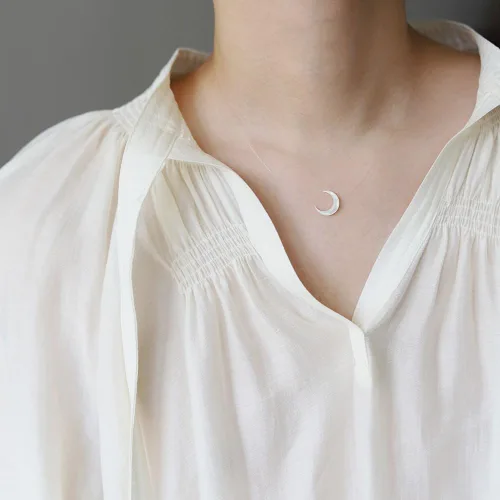 Vista 5 de Collar de línea de pesca invisible transparente con madreperla natural y luna creciente, regalo de Navidad para mujer, Shell, concha