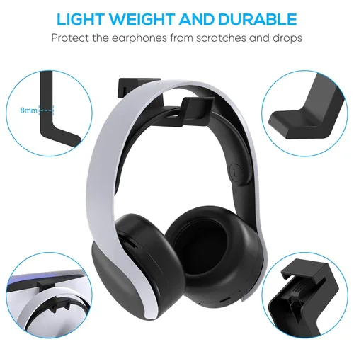 Vista 2 de Klipdasse Headset Stand for PS5 Console, Headset Holder for PlayStation 5 Accessories PS5 Stand Accessories Black