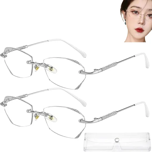 Vista 9 de Glassesify - Gafas de lectura para mujer, sin montura de diamante, antiluz azul, ligeras