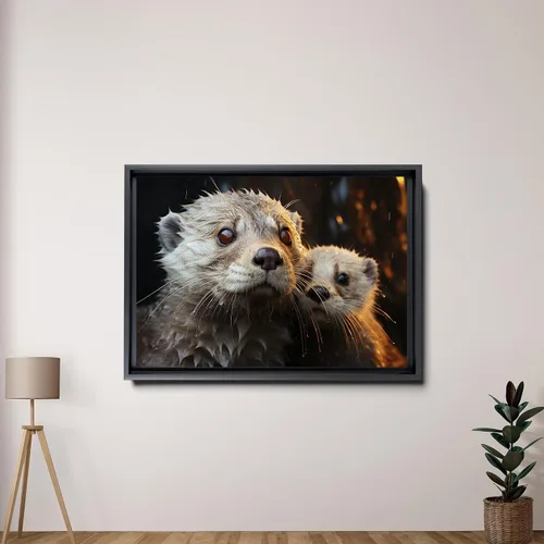 Vista 2 de Fox Mother Cub Print, In The Style Of Stencil,Based, Ivory, Kids Wall Art, Kids Wall Art Display, Mom And Baby Animal Art Print, Wall Art, Art Print