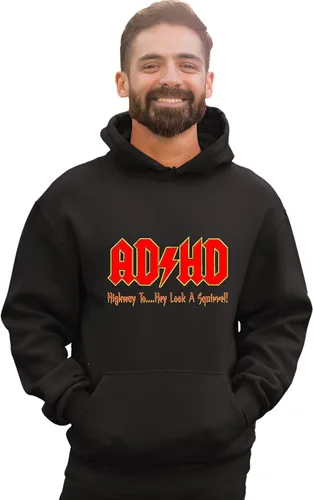 Vista 2 de Go All Out Sudadera con capucha para hombre y mujer con texto en inglés "Highway To Hey Look A Squirrel