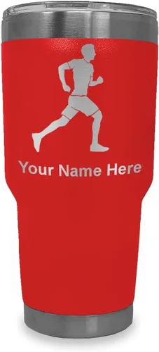 Vista 22 de LaserGram Personalized 20oz Tumbler, Running Man (Black)