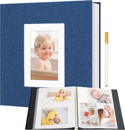 Vista 14 de Vienrose Álbum de fotos autoadhesivo para fotos de 2 x 3, 4 x 6, 5 x 7, 8 x 10 pulgadas, 40 páginas en blanco, cubierta de lino, libro de recuerdos