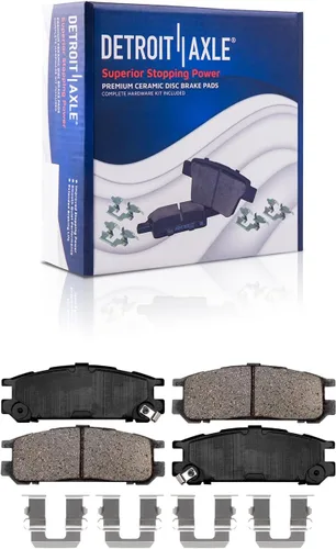Vista 122 de Detroit Axle - Pastillas de freno para Ford F-150 99-03, 02 Lincoln Blackwood, Pastillas de freno de cerámica delanteras y traseras con repuesto