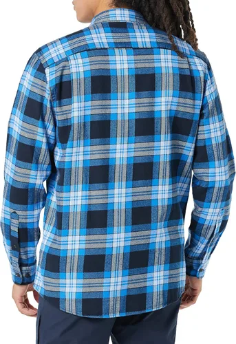 Vista 3 de Tienda Essentials Camisa de franela de manga larga con dos bolsillos para hombre