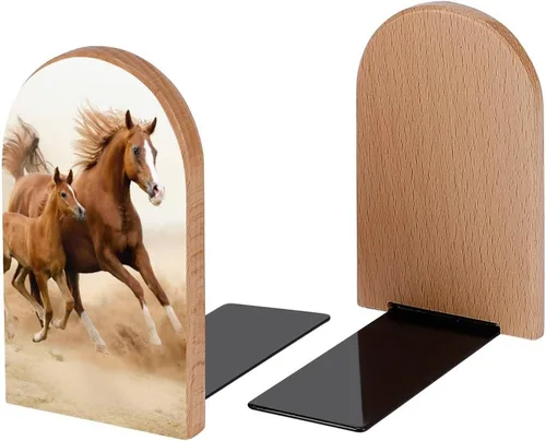 Vista 2 de Sujetalibros decorativos de madera para estantes, habitación de los niños, oficina en casa, tapones de libros para revistas, libros, DVD, 1 par/2