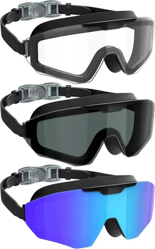 Vista 8 de NSSIW Gafas de natación para adultos, para natación, sin fugas, con protección UV400, antivaho y amplia visión para hombres y mujeres, paquete de 3