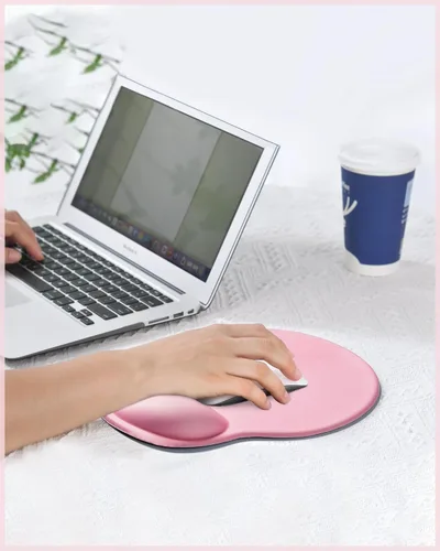 Vista 2 de Laborio Alfombrilla de ratón ergonómica con soporte para muñeca, cómoda alfombrilla para ratón con reposamuñecas, alivia el dolor de muñeca
